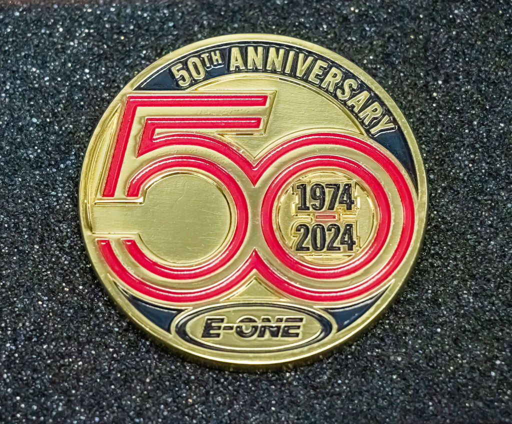 E-ONE Commemorative 50th Anniversary Challenge Coin
