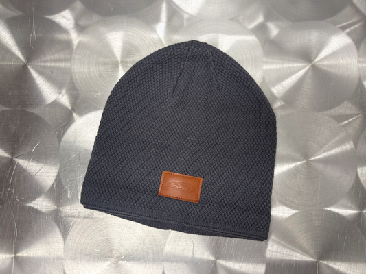 E-ONE Knit Beanie with Leatherette Patch