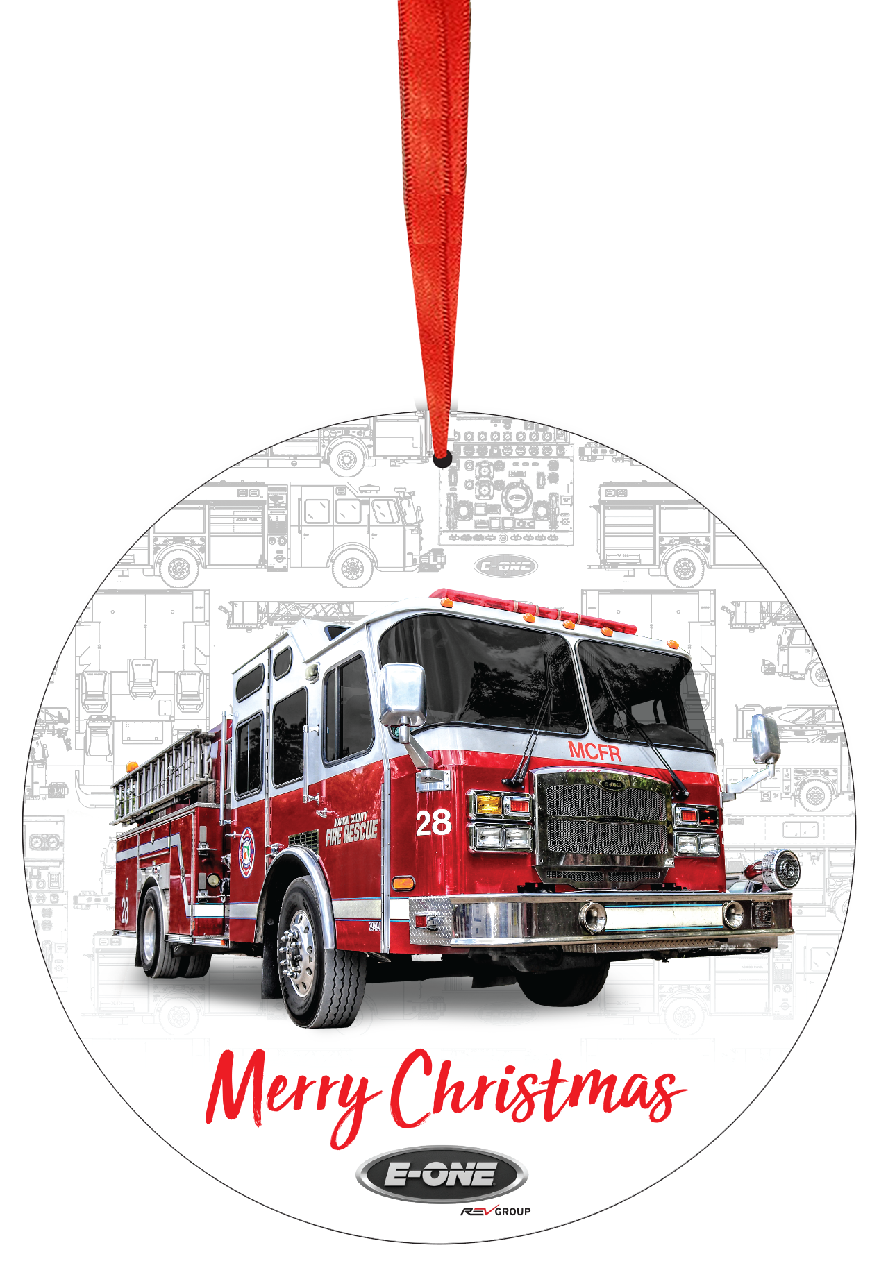 E-ONE Fire Truck Christmas Tree Ornament