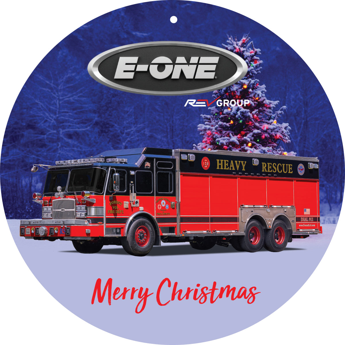 E-ONE Fire Truck Christmas Tree Ornament
