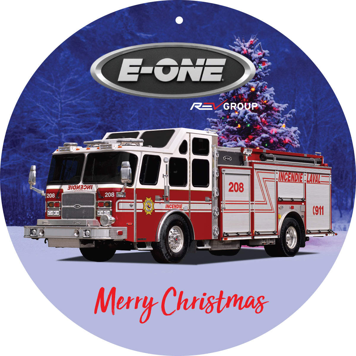 E-ONE Fire Truck Christmas Tree Ornament