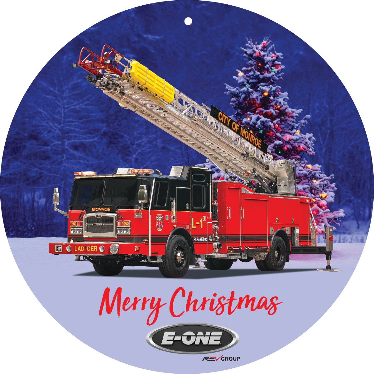 E-ONE Fire Truck Christmas Tree Ornament
